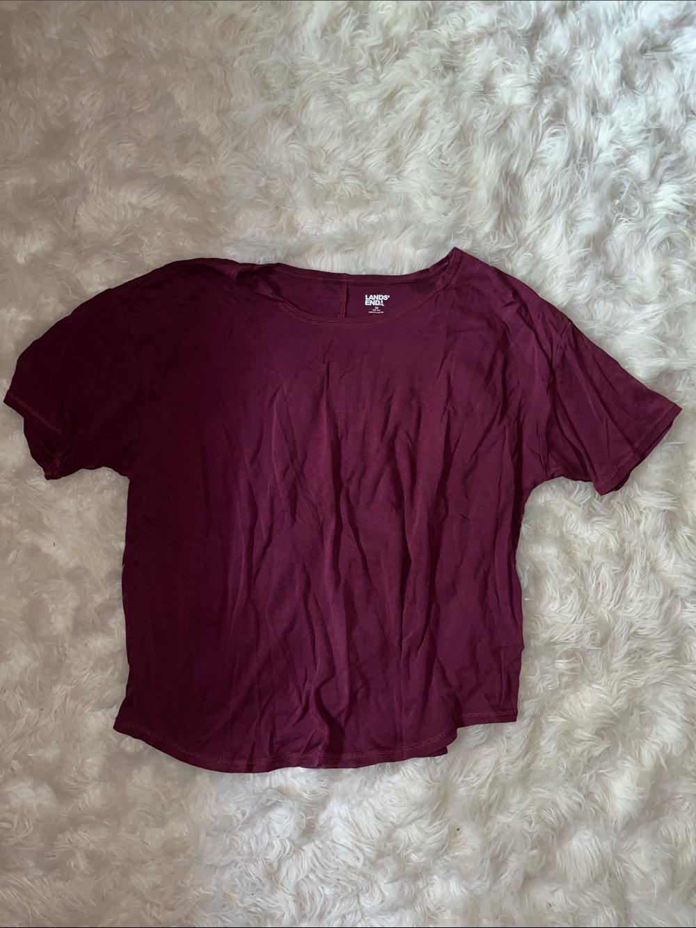 Lands' End Women's Short Sleeve Tee - Burgundy